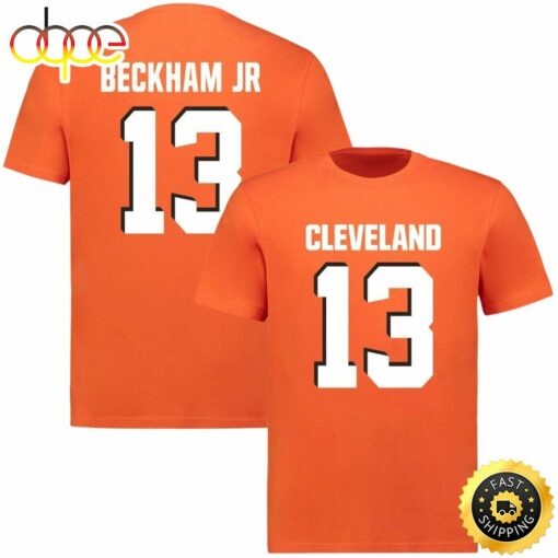 NFL Cleveland Browns Odell Beckham Jr Player Name &amp Number  T-shirt