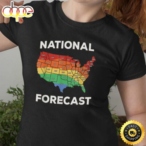 National Forecast American USA Rainbow Map Gay Pride LGBT Valentines Day T-shirt