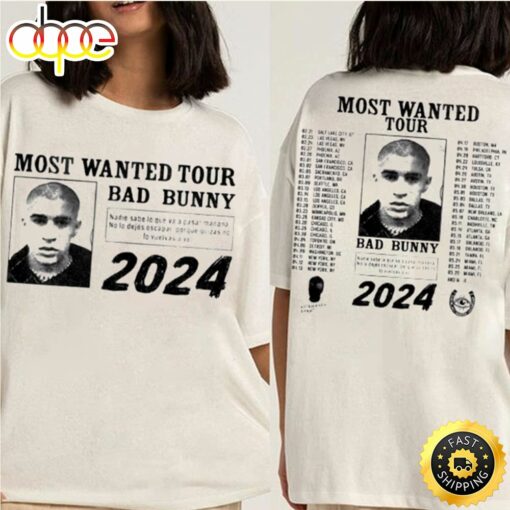 New Bad Bunny Most Wanted Tour 2024 T-Shirt