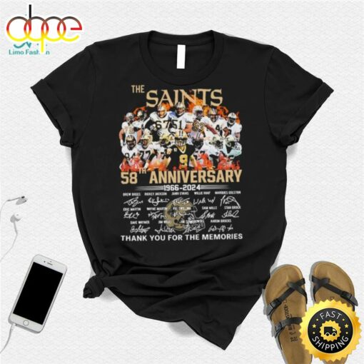 New Orleans Team Sport Football 58th Anniversary 1966 2024 Thank You For The Memories Signatures Shirt