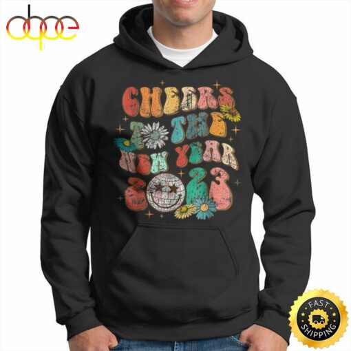 New Year Eve Costume Cheers To The New Year 2023 Groovy Unisex Basic T-shirt