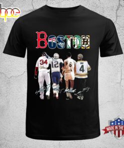 Nice Boston Sports Teams Ortiz Brady Russell And Orr 2024 Signatures Unisex T-Shirt