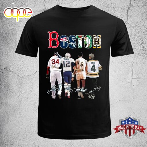 Nice Boston Sports Teams Ortiz Brady Russell And Orr 2024 Signatures Unisex T-Shirt