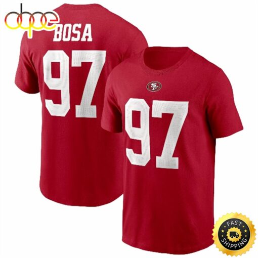 Nick Bosa San Francisco 49ers Name &amp Number Scarlet T-shirt