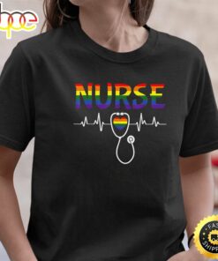 Nurse LGBT-Q Gay Pride Rainbow Flag Registered Nursing RN Valentines Day T-shirt
