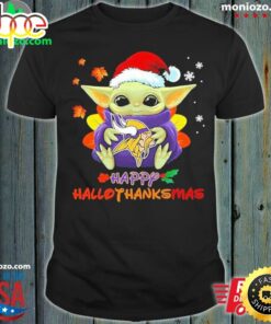 Official Baby Yoda And Minnesota Happy Hallothanksmas Shirt