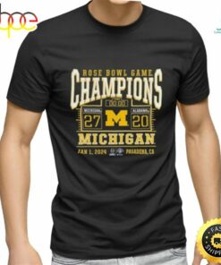 Official Branded College Football Playoff 2024 Michigan Wolverines Rose Bowl Champions Score T Shirt