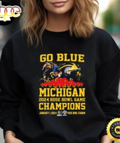 Official Go Blue Michigan Wolverines 2024 Rose Bowl Game Champions Mascot Helmet Unisex T-Shirt