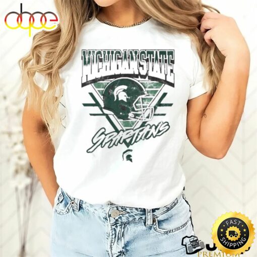 Official Michigan State Spartans Helmet Triangle Vintage T Shirt