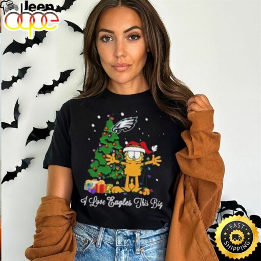 Official Philadelphia Eagles Garfield I Love Eagles This Big Christmas Tree T Shirt