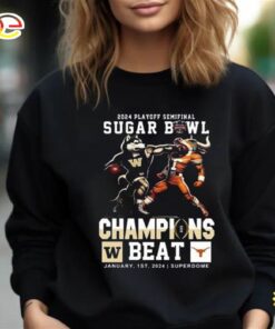 Official Washington Huskies Beat Texas Longhorns Mascot 2024 Cfb Playoff Semifinal Sugar Bowl Champions Unisex T-Shirt