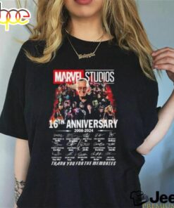Official marvel Studios 16th Anniversary 2008 2024 Thank You For The Memories Signatures Shirt