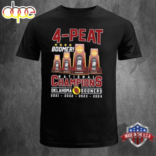 Oklahoma Sooners 2024 National Champions 4-Peat Boomer 2021-2024 T-shirt