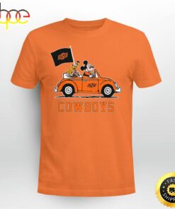 Oklahoma State Cowboys Pluto and Mickey Mouse Driving in a Car Shirt Mickey Mouse 100 Year Anniversary Shirt