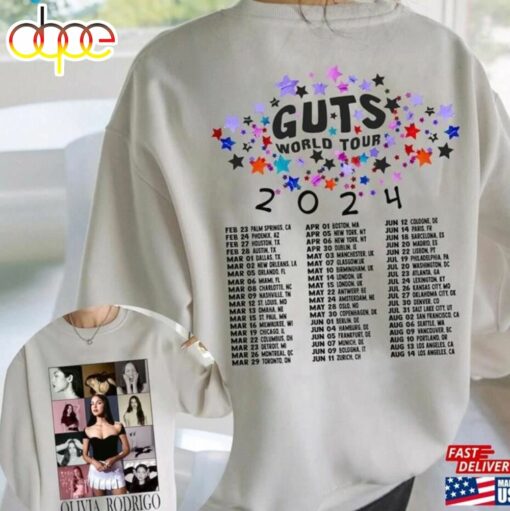 Olivia Guts Tour 2024 Shirt Rodrigo Track List Aesthetic Merch T-Shirt