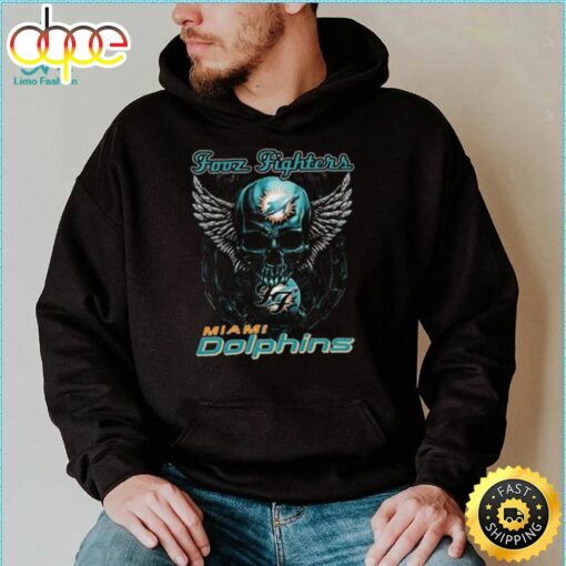 Original Skull Wings Fooz Fighters Miami Dolphins T Shirt