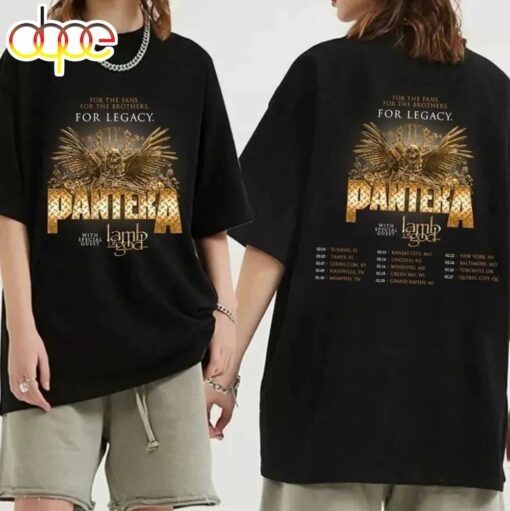 Pantera 2024 Tour With Lamp Of God Black T-Shirt Gift Fans Music All Size T-Shirt