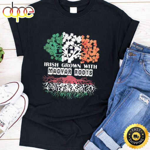 Patrick Day Irish Ireland Root Magyar Hungary Flag T-Shirt