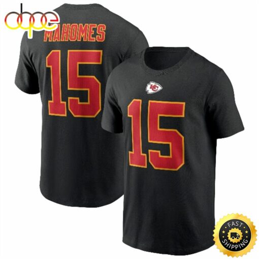 Patrick Mahomes Kansas City Chiefs Name &amp Number Black T-shirt