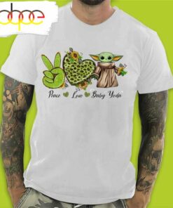 Peace Love Baby Yoda Valentines Day T-Shirt