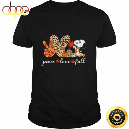 Peace Love Fall Snoopy Leopard Shirt