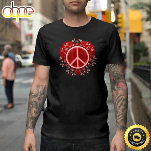 Peace Sign Valentine Design For Women Happy Valentines Day Unisex T-shirt