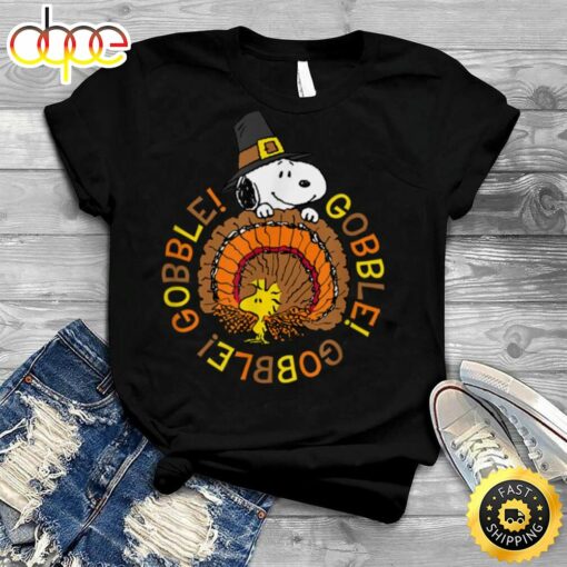 Peanuts Snoopy and Woodstock Thanksgiving Gobble T Shirt