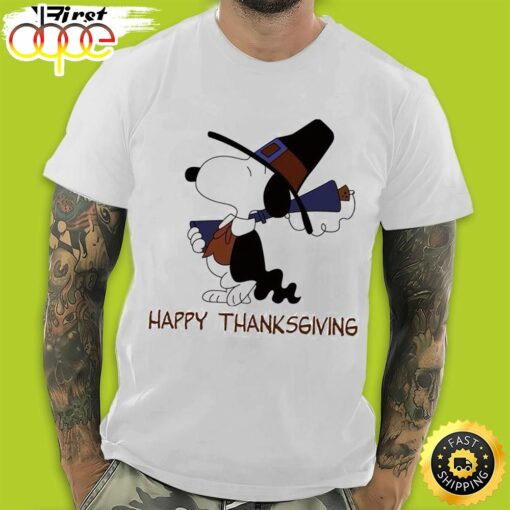 Peanuts Thanksgiving Shirt Snoopy Wearing Pilgrim Outfit