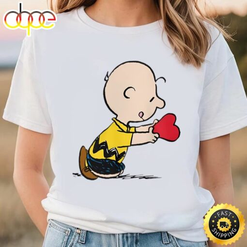 Peanuts Valentine’s Day Charlie Brown Red Heart T-Shirt