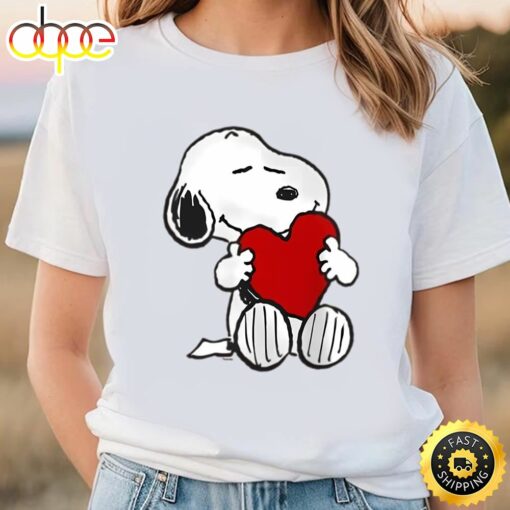 Peanuts Valentine Snoopy Hugging Heart T-Shirt