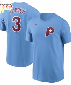 Philadelphia Phillies Bryce Harper Light Blue Fuse Name &amp Number T-Shirt
