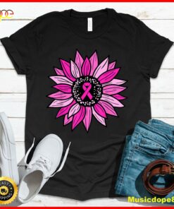 Pink Ribbon Sunflower Breast Cancer Awareness Women Kids T-Shirt