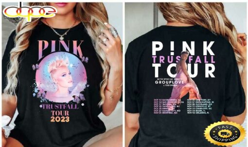 Pink Trustfall Tour 2023 Trustfall Album Tee Pink Singer Tour Music Festival Shirt Concert Apparel Tour Tshirt