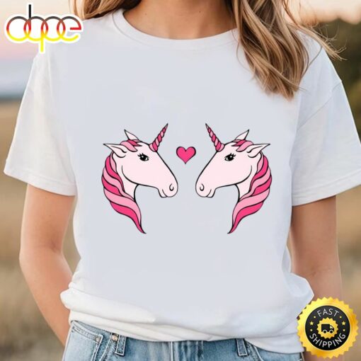 Pink Unicorn Couple Valentine T-Shirt