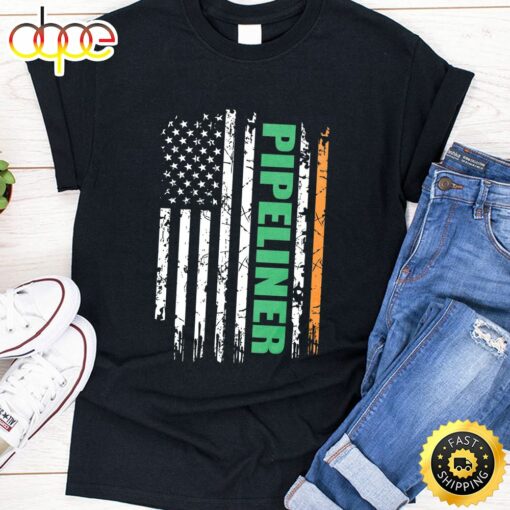 Pipeliner Usa Flag Irish St Patrick Day Gift Premium T-Shirt