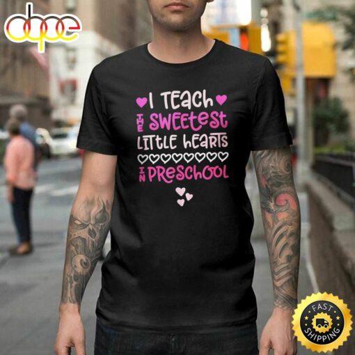 Preschool Teacher Valentine Shirt Cute Hearts Pink Happy Valentines Day Unisex T-shirt