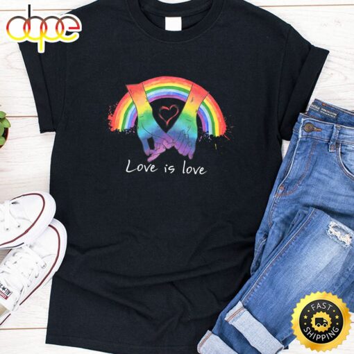 Pride Hand In Hand Love Is Love Lgbt valentine Premium Valentines Day T-shirt