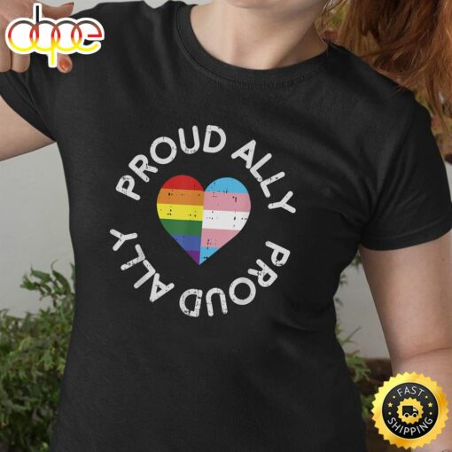 Proud Ally LGBT Cute Gay Transgender Flag Color Support Gift Valentines Day T-shirt