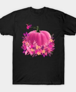Pumpkin color pink breast cancer awareness T-shirt