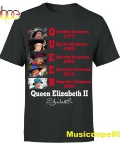 Queen Elizabeth II Platinum Jubilee 2022 Corgi Union JackRoyal Crown Black Tshirt