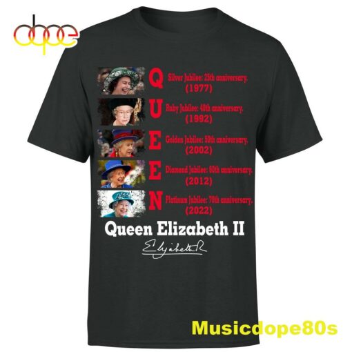 Queen Elizabeth II Platinum Jubilee 2022 Corgi Union JackRoyal Crown Black Tshirt