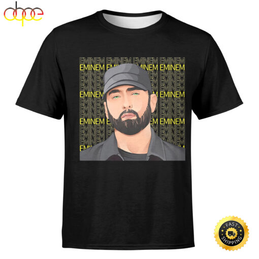 Rap God Eminem Name Pattern Black T-Shirt