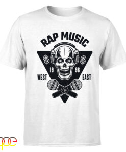 Rap Music Of The 90s Skullcap West and East T-Shirt 3 Rap Music Of The 90s Skullcap West and East T Shirt 4