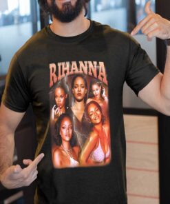 Rihanna Show 2023 Vintage Hip Hop Rap Tour Black T-shirt