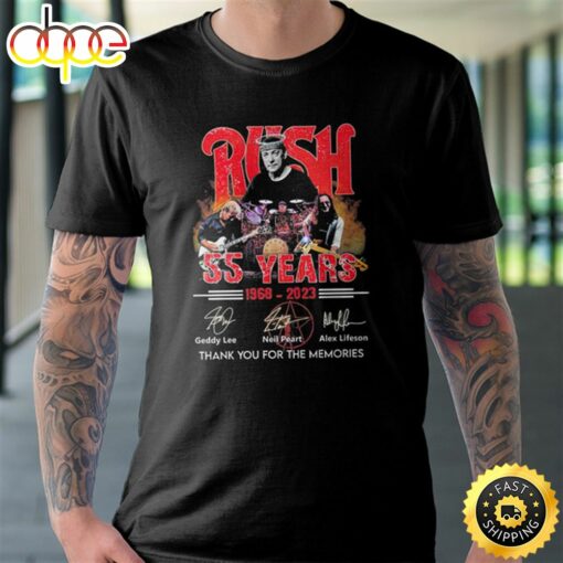 Rock Canada Rush 55 Years 1968 2023 Thank You For The Memories Signatures Unisex T-shirt