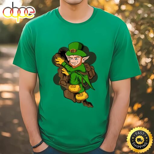 Rock Climber Leprechaun St. Patrick’s Day Rock Climbing T-Shirt