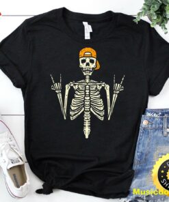 Rocker Skater Skeleton Cap Cool Halloween Punk Men Boys T-Shirt