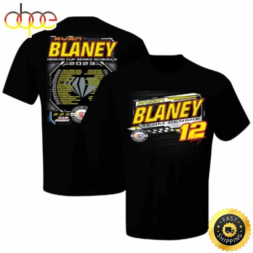 Ryan Blaney Team Penske 2023 NASCAR Cup Series Schedule Black T-shirt