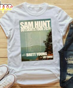 Sam Hunt Outskirts Tour 2024 Brett Young, Lily Rose Music T-Shirt