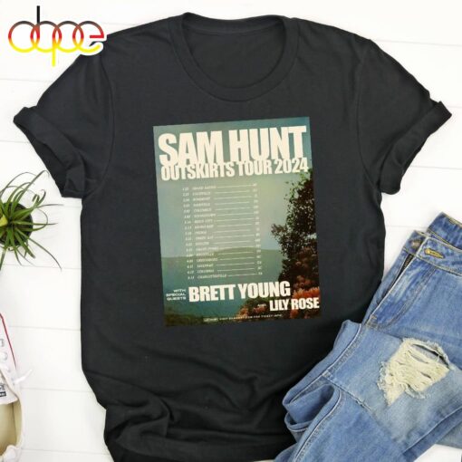 Sam Hunt Outskirts Tour 2024 Brett Young, Lily Rose Music Unisex T-Shirt